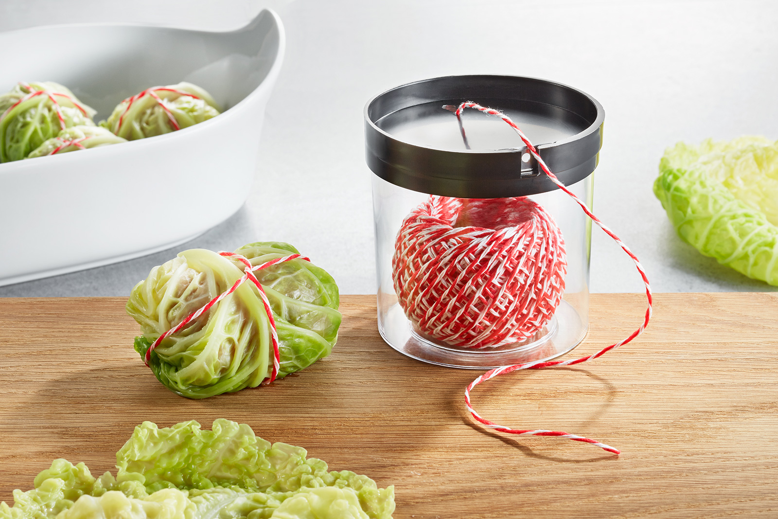 Gefu Kordelbox FILIO mit Garn rot/weiß