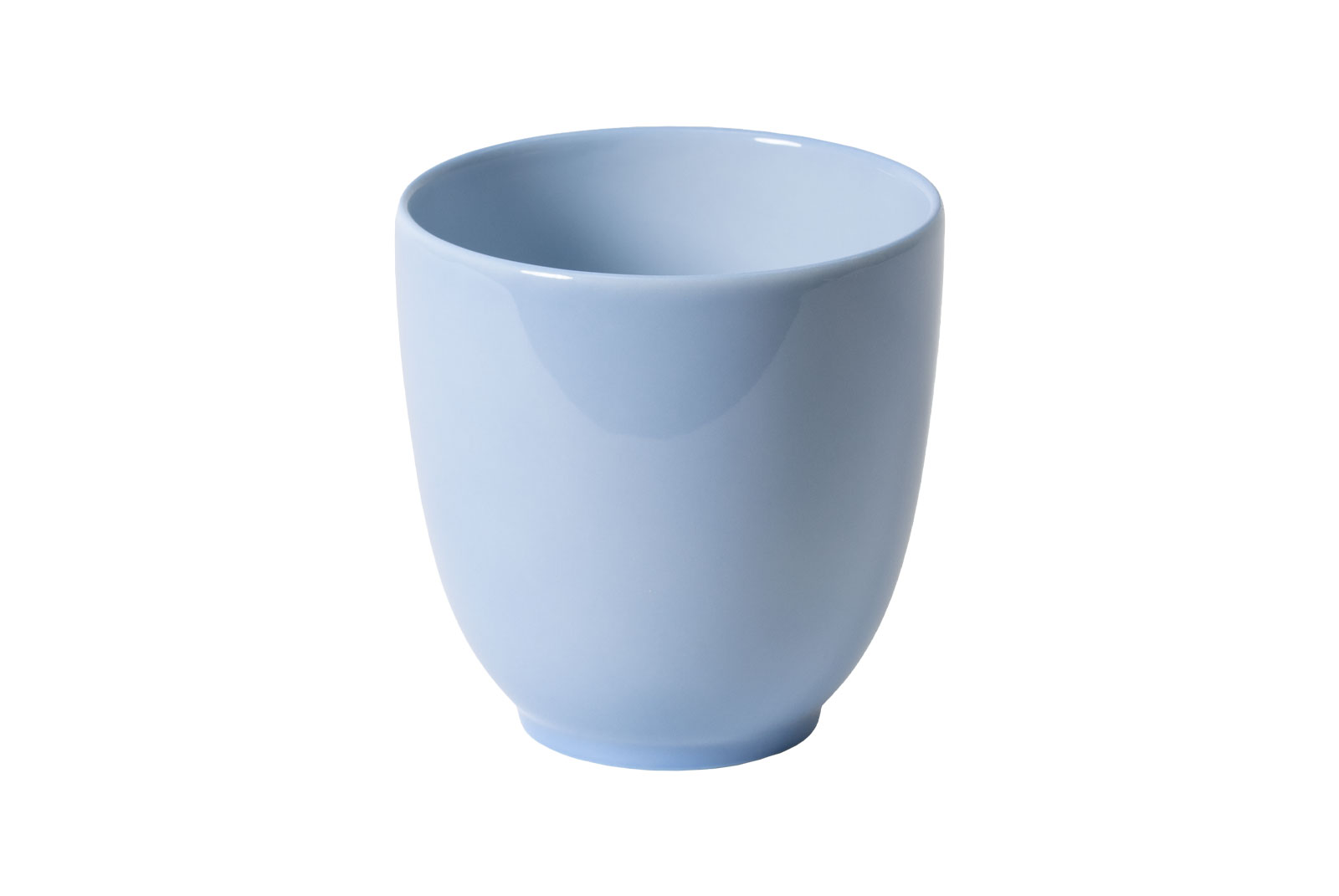 Der Dibbern One Color morgenblau Becher ist ein henkelloser Porzellanbecher mit vergissmeinnichtblauer Glasur.